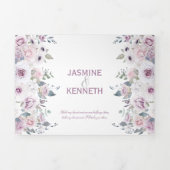 Rustikale Violett- und Pink-Aquarell-Rose Hochzeit Dreifach Gefaltete Einladung (Cover)