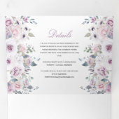 Rustikale Violett- und Pink-Aquarell-Rose Hochzeit Dreifach Gefaltete Einladung (Innen Erste Seite)