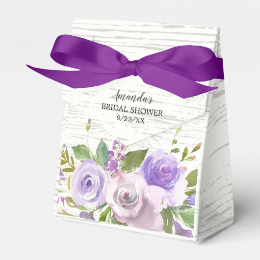 Rustikale violette Blumen Brautparty Gevor Box Geschenkschachtel (Vorderseite)