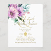 Rustikale violette Blumen Nuestra Boda Einladung (Vorderseite)