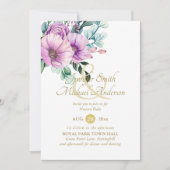 Rustikale violette Blumen Nuestra Boda Einladung (Vorderseite)