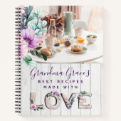 Rustikale violette Blumen Rezept Buch für Großmutt (Vorderseite)