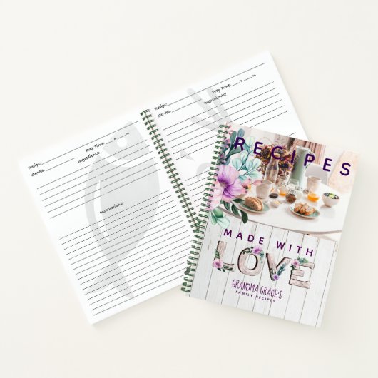 Rustikale violette Blumen Rezept Buch für Großmutt (Innenseite)