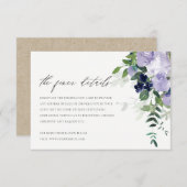 Rustikale Violette Lila Blütenblätter Hochzeitsdet Begleitkarte (Vorne/Hinten)
