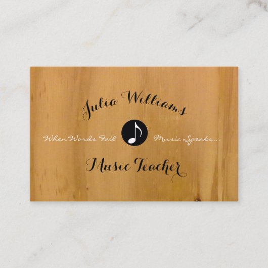 Rustikale Visitenkarte mit musikalischer Note auf  (Vorderseite)