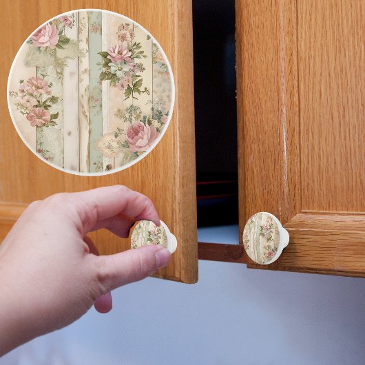 Rustikale Vitage-Rose Keramikknauf