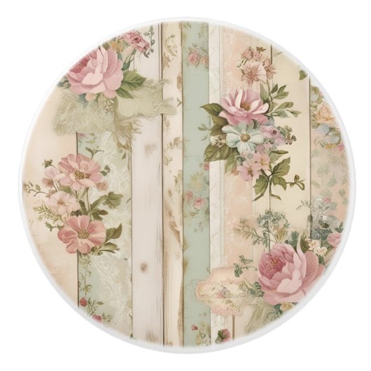 Rustikale Vitage-Rose Keramikknauf (Vorderseite)