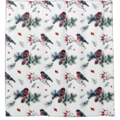 Rustikale Vögel Berries Kiefernzapfen und Zweige | Duschvorhang (Vorderseite)