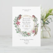 Rustikale Vögel botanische Vintage Einladung (Stehend Vorderseite)