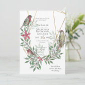 Rustikale Vögel botanische Vintage Einladung (Stehend Vorderseite)