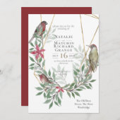 Rustikale Vögel botanische Vintage Einladung (Vorne/Hinten)