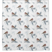 Rustikale Vögel und Kiefernstränge Duschvorhang (Vorderseite)