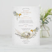Rustikale Vögel und Nest Watercolor Baby Sprinkle Einladung (Stehend Vorderseite)