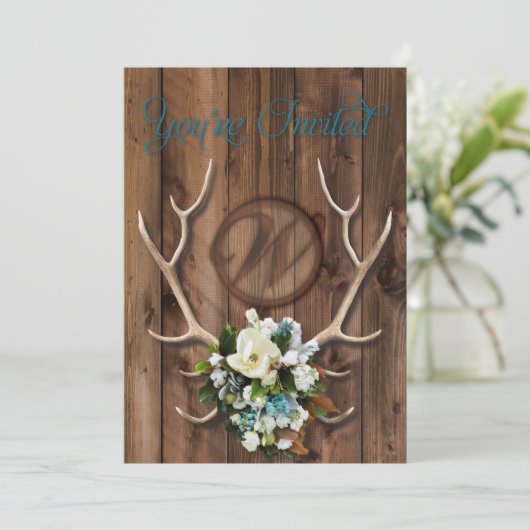 Rustikale Vorehe Einladung mit Magnolia (Stehend Vorderseite)