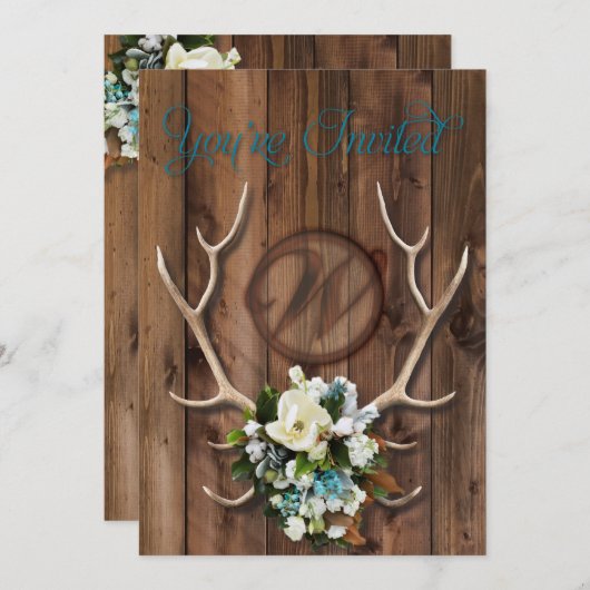 Rustikale Vorehe Einladung mit Magnolia (Vorne/Hinten)