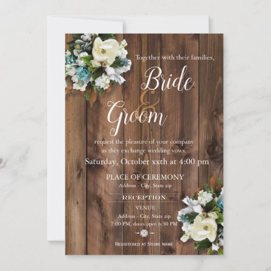 Rustikale Vorehe Einladung mit Magnolia (Rückseite)