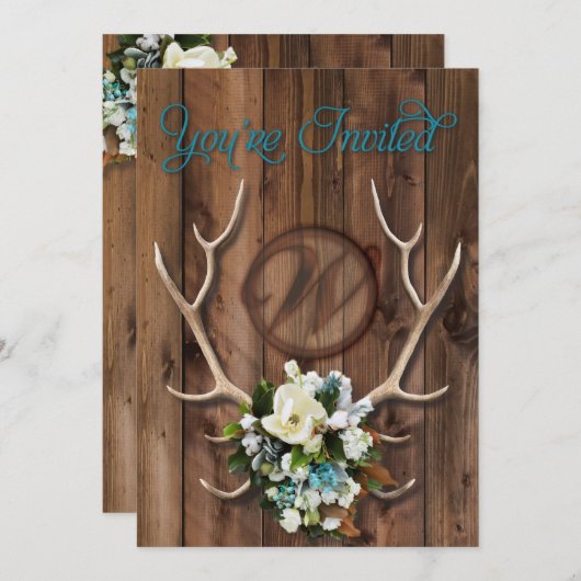 Rustikale Vorehe Einladung mit Magnolia (Vorne/Hinten)