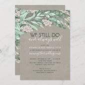 Rustikale Vow Renewal Wedding Jubiläumsgrün Einladung (Vorne/Hinten)