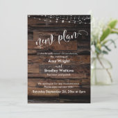 Rustikale w/Lights Neuer Plan Verspätete Hochzeits Einladung (Stehend Vorderseite)