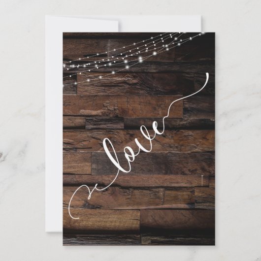 Rustikale w/Lights Neuer Plan Verspätete Hochzeits Einladung (Rückseite)