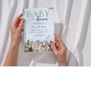 Rustikale Wald-Baby-Party-Einladung für Jungen mit Einladung