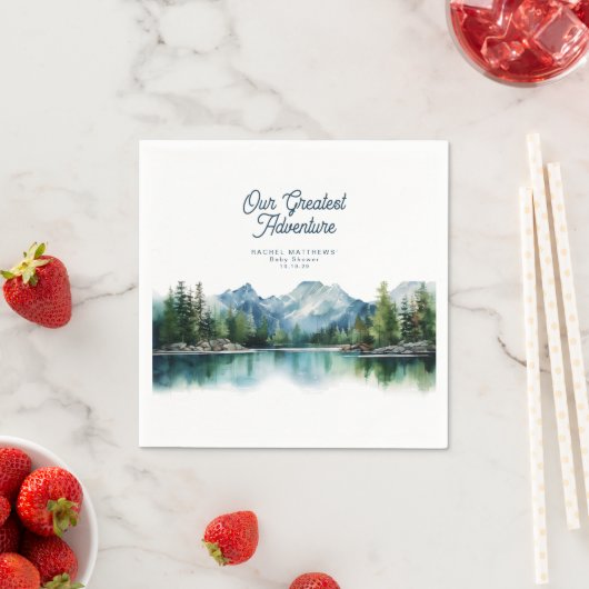 Rustikale Wald-Baby-Party zur Bergabenteuer  Serviette (Beispiel)