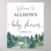 Rustikale Wald-Babyshower-Willkommensschilder für Poster (Vorne)