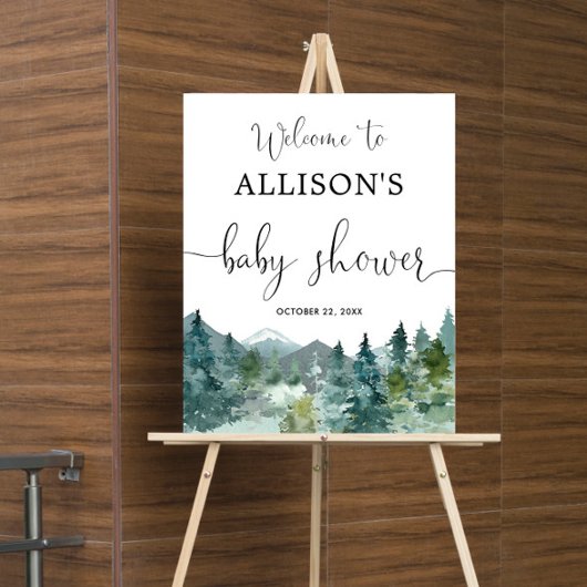 Rustikale Wald-Babyshower-Willkommensschilder für Poster