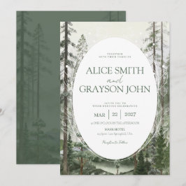 Rustikale Wald Baum Klassische Aquarell-Hochzeit  Einladung