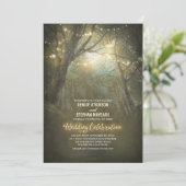 Rustikale Wald-Lichterketten-Hochzeit Einladung (Stehend Vorderseite)