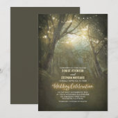 Rustikale Wald-Lichterketten-Hochzeit Einladung (Vorne/Hinten)