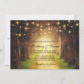 Rustikale Wald Path String Lights Hochzeit Einladung (Vorderseite)