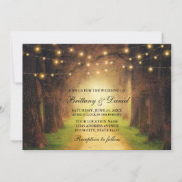 Rustikale Wald Path String Lights Hochzeit Einladung