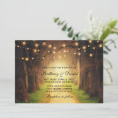Rustikale Wald Path String Lights Wedding Kraft Einladung (Stehend Vorderseite)