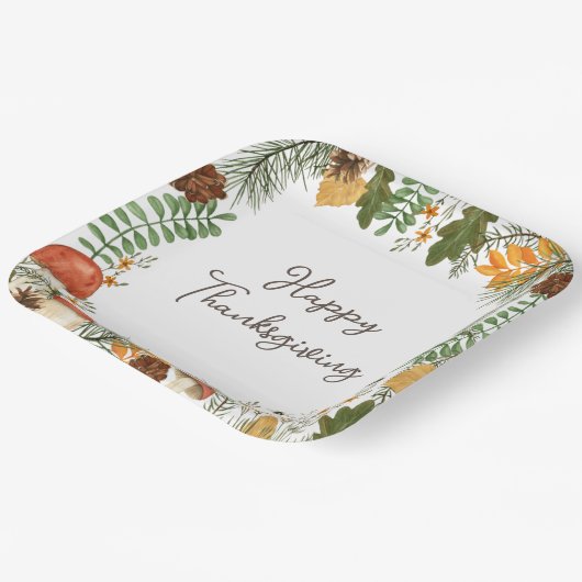 Rustikale Wald Pilze Blätter Erntedank Pappteller (Gewinkelt)