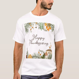 Rustikale Wald Pilze Blätter Erntedank T-Shirt