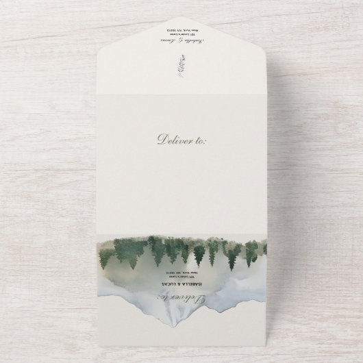 Rustikale Wald- und Berghochzeit All In One Einladung (Außenbereich)