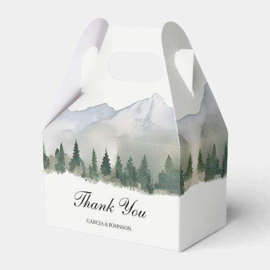 Rustikale Wald- und Berghochzeit Geschenkschachtel (Rückseite)