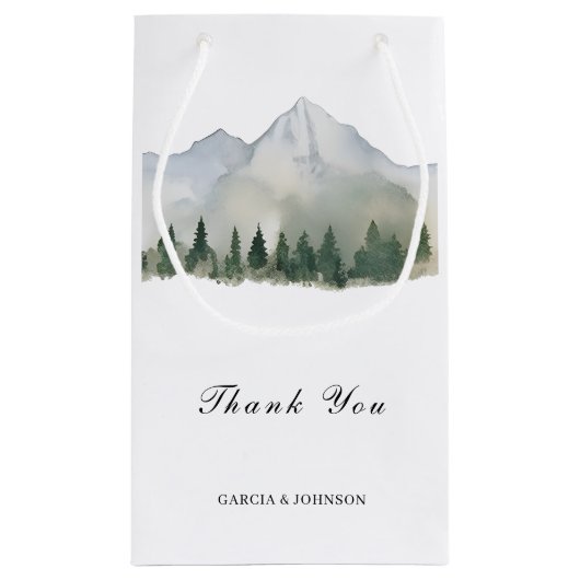 Rustikale Wald- und Berghochzeit Kleine Geschenktüte (Rückseite)