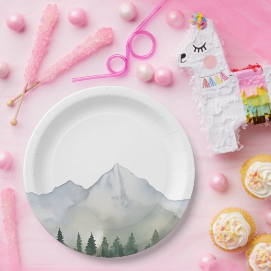 Rustikale Wald- und Berghochzeit Pappteller (Party)