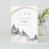 Rustikale Wald- und Berghochzeit Save The Date (Stehend Vorderseite)