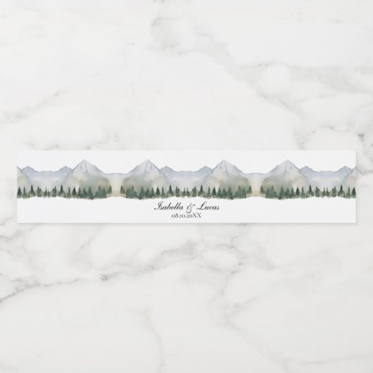 Rustikale Wald- und Berghochzeit Wasserflaschenetikett (Einzelnes Label)