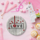 Rustikale Wald Valentine's Day LIEBE Rotes Herz Mo Pappteller (Party)
