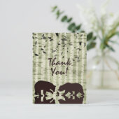 Rustikale Waldbären und Birkenbäume Vielen Dank Postkarte (Stehend Vorderseite)