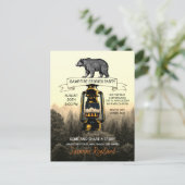 Rustikale Waldbärenbären Campfire-Party Einladunge Postkarte (Stehend Vorderseite)