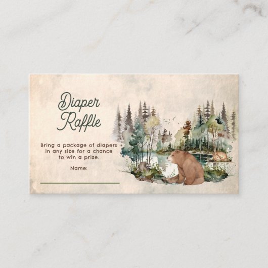 Rustikale Waldbärendusche Windelwanne Begleitkarte (Vorderseite)