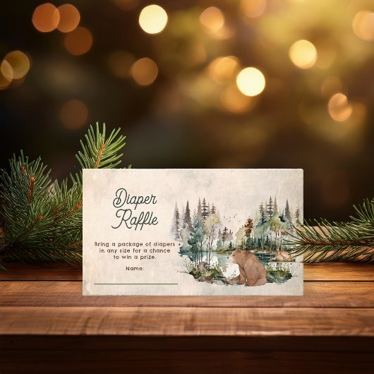 Rustikale Waldbärendusche Windelwanne Begleitkarte