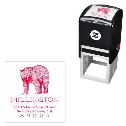 Rustikale Waldbärenfamilie Rücksendeadresse Permastempel (Beispiel)