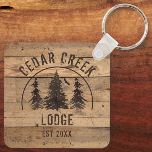 Rustikale Waldbäume Hauseigentum Schlüsselanhänger (Rückseite)
