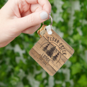 Rustikale Waldbäume Hauseigentum Schlüsselanhänger